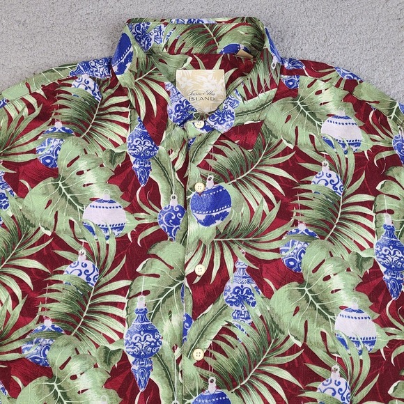 Tasso Elba Island Shirt Men's XL Multicolor Hawaiian Christmas Festive Rayon - Picture 3 of 14